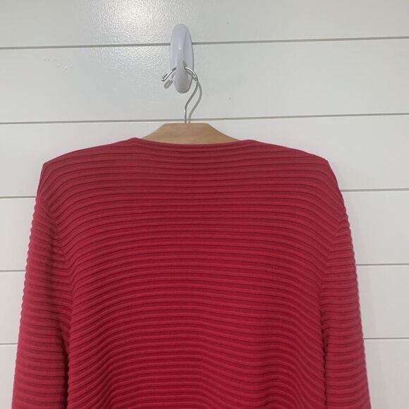 Talbots Plus Sz 3X Knitted Ribbed Cardigan Open Front Long Sleeve Hot Pink - Picture 6 of 7
